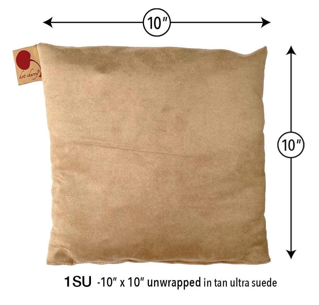 Square Cherry Stone Pillow in Tan Ultra-Suede