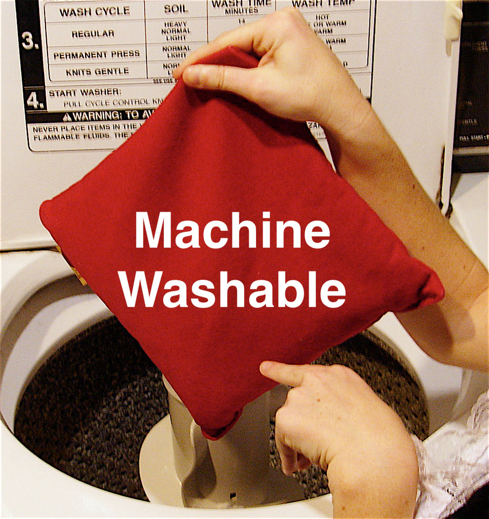 Summer Stack ––3 Square Denim Pillows –– Red, Blue & Natural