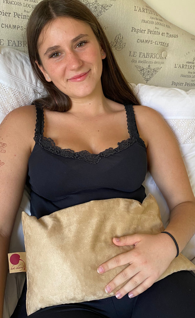 Large Rectangle Cherry Stone Pillow in Tan Ultra-Suede