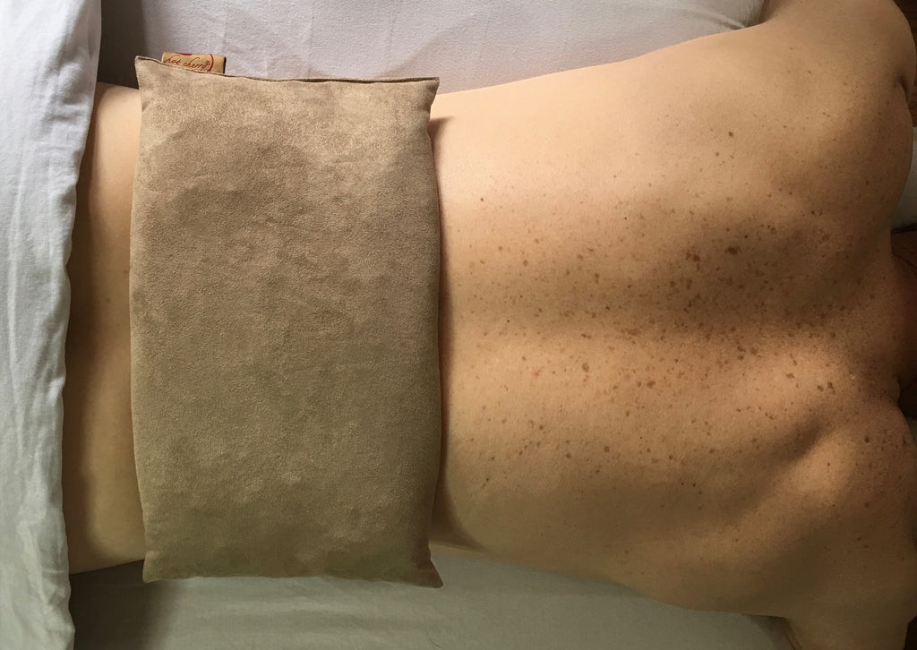 Large Rectangle Cherry Stone Pillow in Tan Ultra-Suede