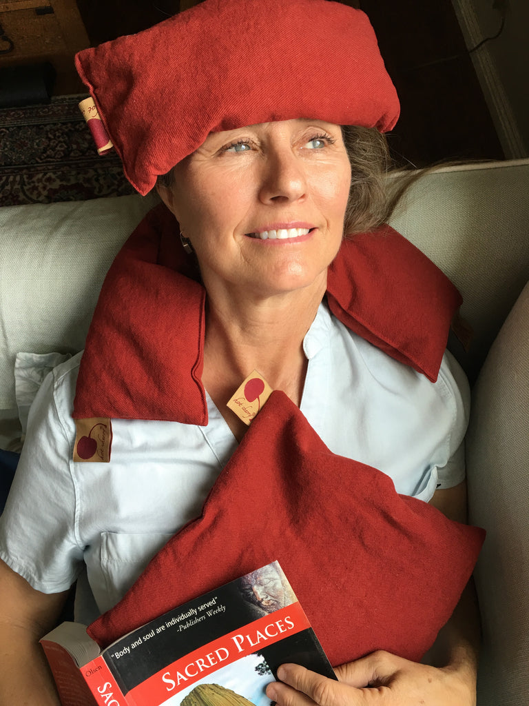 Feel Better Pack in Red Ultra Suede: Square, Eye Pillow & Neck Wrap