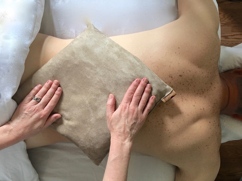 Large Square Cherry Stone Pillow in Tan Ultra-Suede