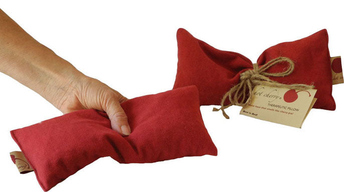 Hot Cherry Eye Pillow in Red Denim