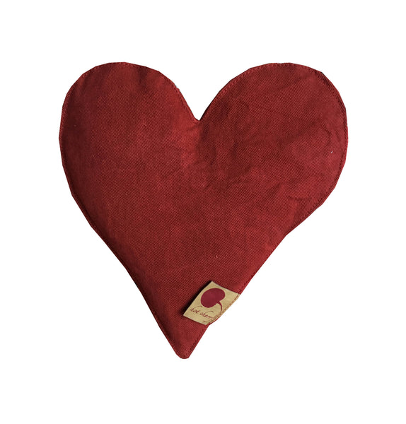 Heart-Shaped Hot Cherry Pillow in Red Denim image 1