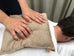 Large Square Cherry Stone Pillow in Tan Ultra-Suede