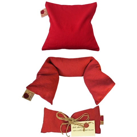 Feel Better Pack in Red Denim: Square, Eye Pillow & Neck Wrap