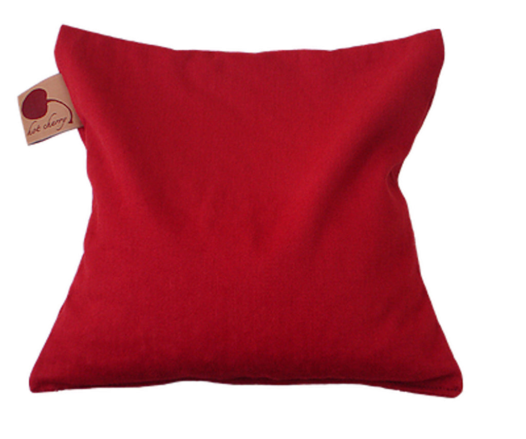 Hot Cherry Square Pillow in Red Denim