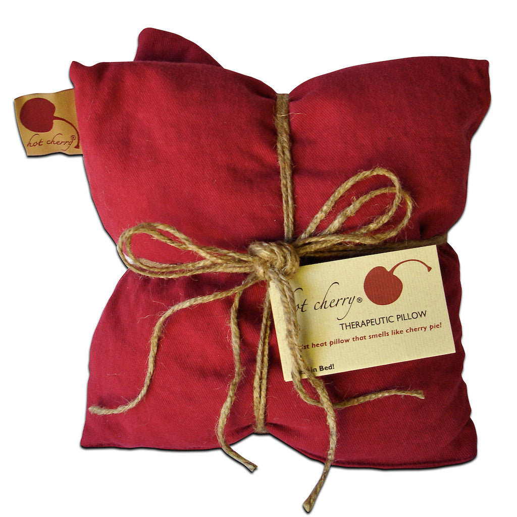 Hot Cherry Double Square Pillow in Red Denim