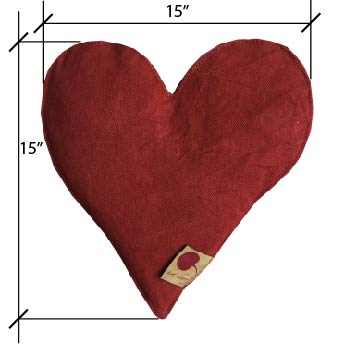 Heart-Shaped Hot Cherry Pillow in Red Denim