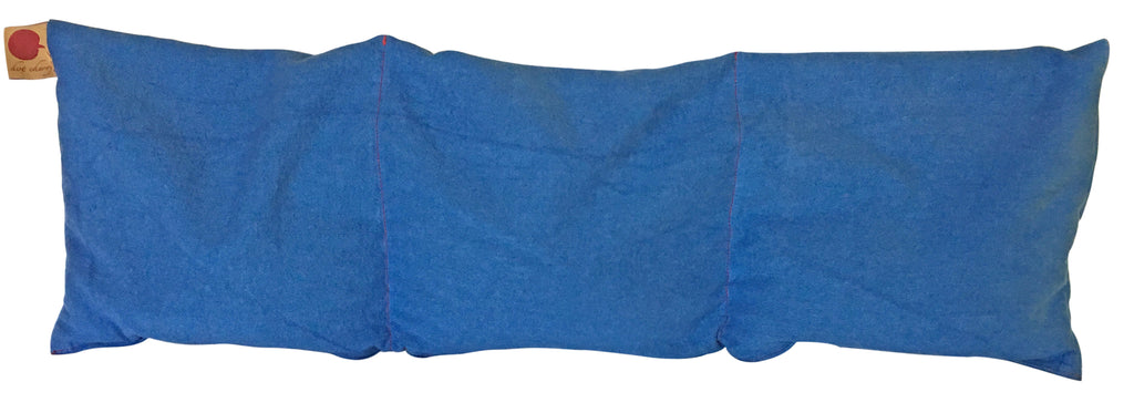 Hot Cherry Triple Square Pillow in Blue Denim